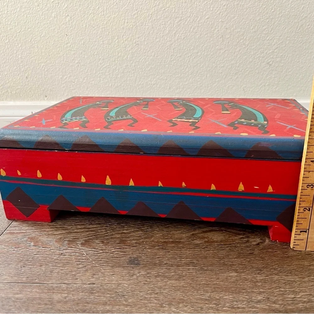 Wooden Colorful Decorative Box with Tribal Design
